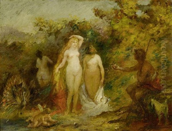 The Judgement Of Paris Oil Painting by Adolphe Joseph Th. Monticelli