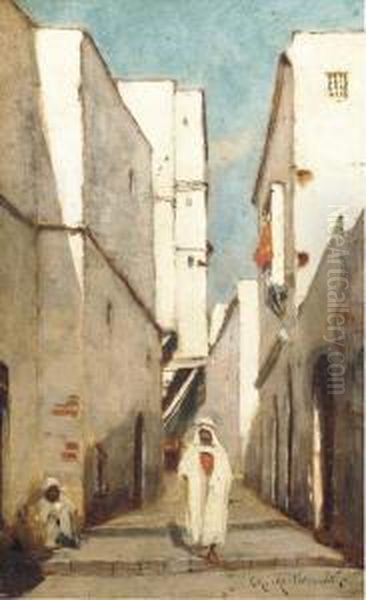 Rue D'alger Animee Oil Painting by Charles Montlevault