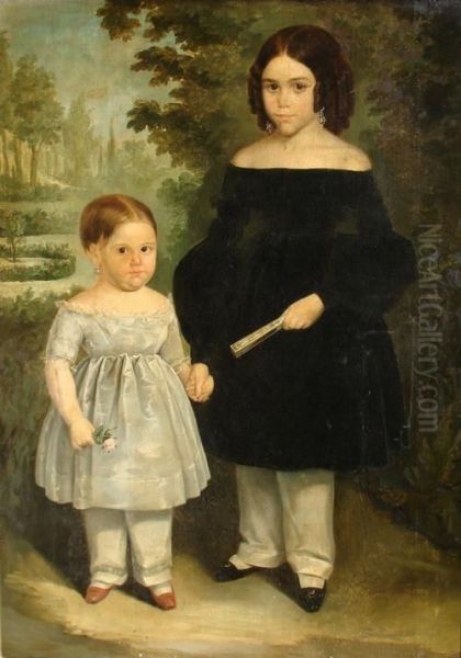 Retratos De Maria Antuna Y Jacintaantuna Oil Painting by Raymond Auguste Quinsac Monvoisin