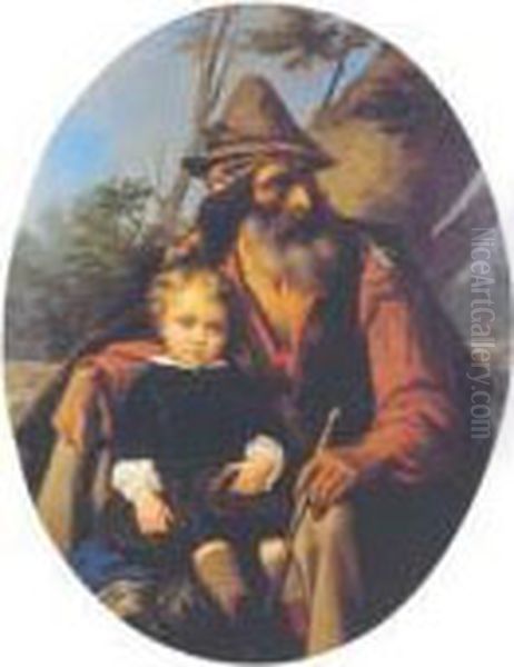 L'enfant Et Le Brigand. Oil Painting by Raymond Auguste Quinsac Monvoisin