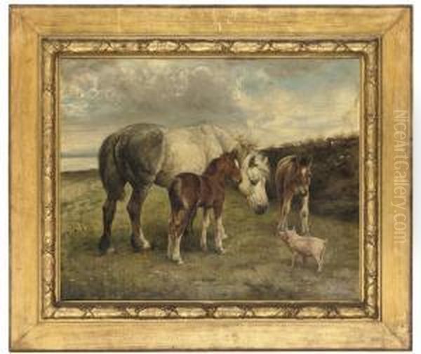 A Farmyard Conversation Oil Painting by Fannie Moody