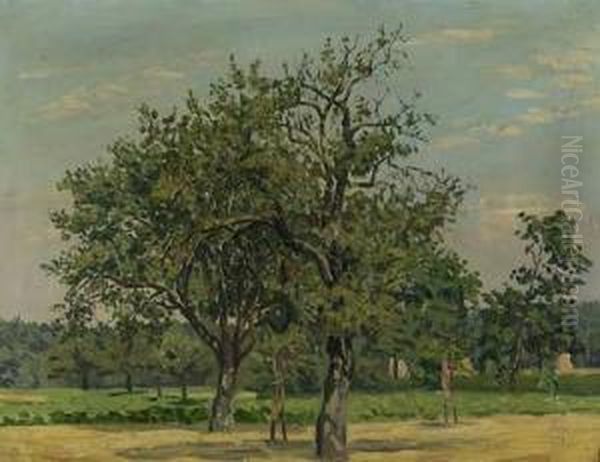 Apfelbaume In Sommerlandschaft Oil Painting by Friedrich W. Mook