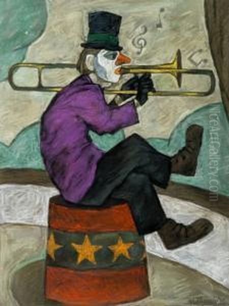 The Musical Clown Oil Painting by Edward Hartley Mooney