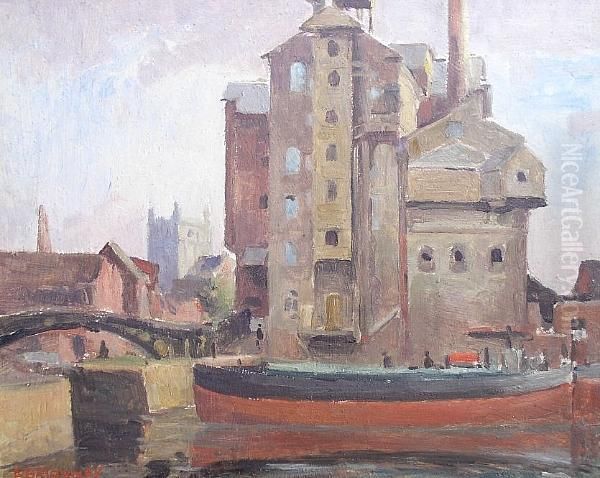 Flour Mill On The Avon Oil Painting by Edward Hartley Mooney