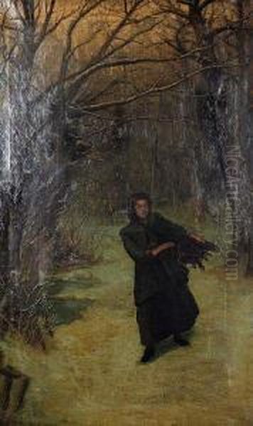 The Faggot Gatherer Oil Painting by A. Harvey Moore