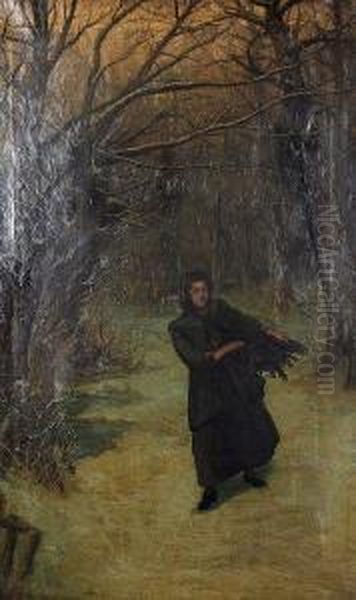 The Faggot Gatherer Oil Painting by A. Harvey Moore