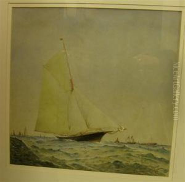 Sailing Ship In Full Sailsigned And Dated 88 H:22 W:22 In. Oil Painting by Barlow Moore