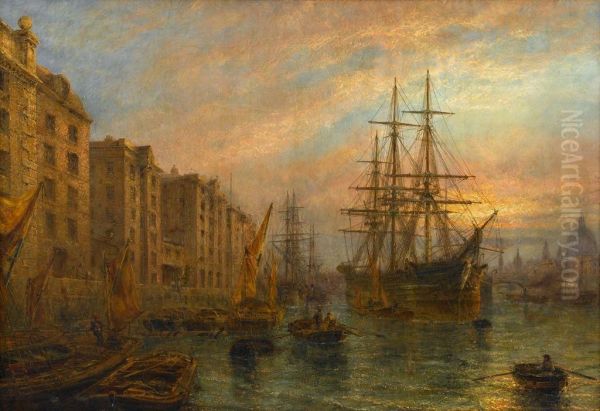 The Port Of London Oil Painting by Claude T. Stanfield Moore