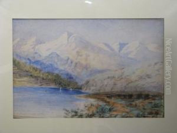 Alpine Lakescene Oil Painting by Ernest Moore