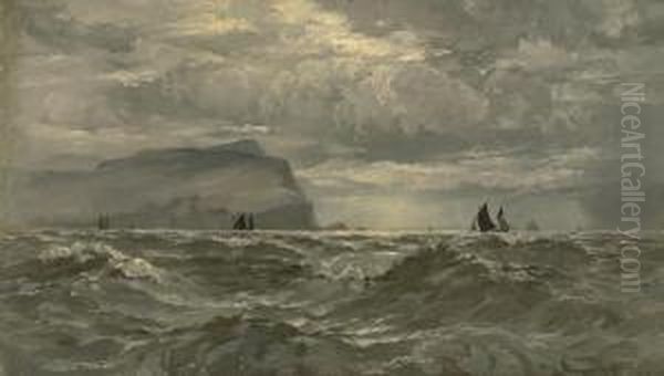 Shipping Off A Rocky Coast Oil Painting by Henry Moore