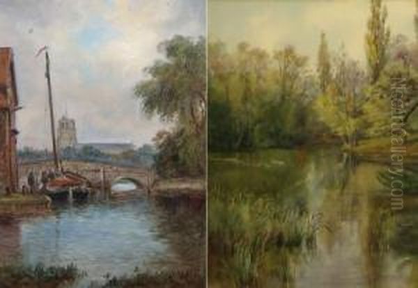 A Tranquil River Scene Oil Painting by Jacob Moore