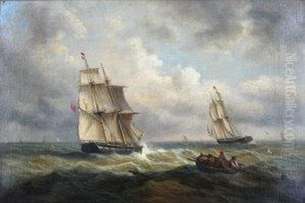 Colliers Beating Down Channel Oil Painting by John Moore