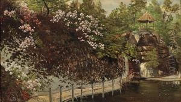 Path To The Park Gazebo, Katonah Park, New York Oil Painting by Nelson Augustus Moore