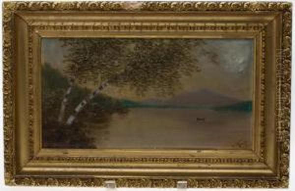 Hudson River Lake Landscape Oil Painting by Nelson Augustus Moore