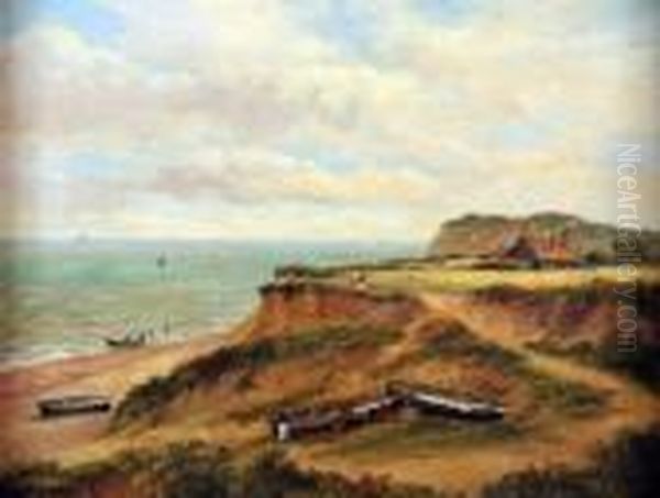 A View Of Dunwich Oil Painting by John Moore Of Ipswich