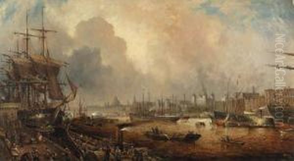 The Pool Of London Oil Painting by Thomas Cooper Moore