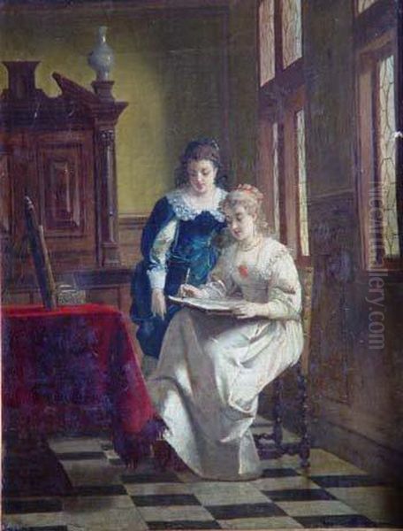 La Jeune Dessinatrice Oil Painting by Franz Moormans