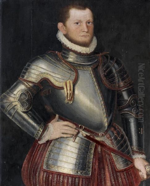 Portrait D'homme En Armure Oil Painting by Giacomo Antonio Moro