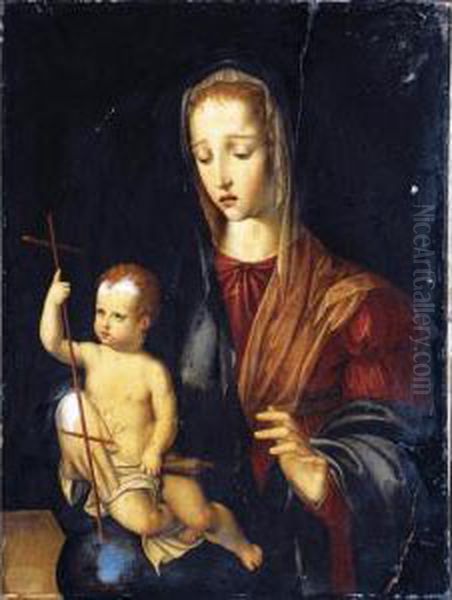 The Virgin And Child Oil Painting by E. Morales