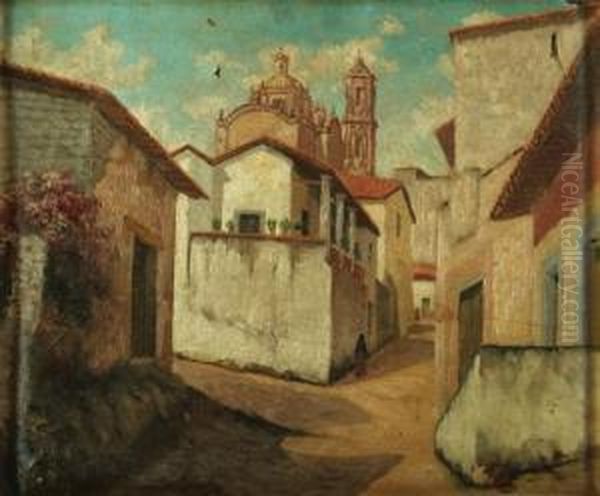 Pueblo Con Iglesia Oil Painting by Eduardo Morales