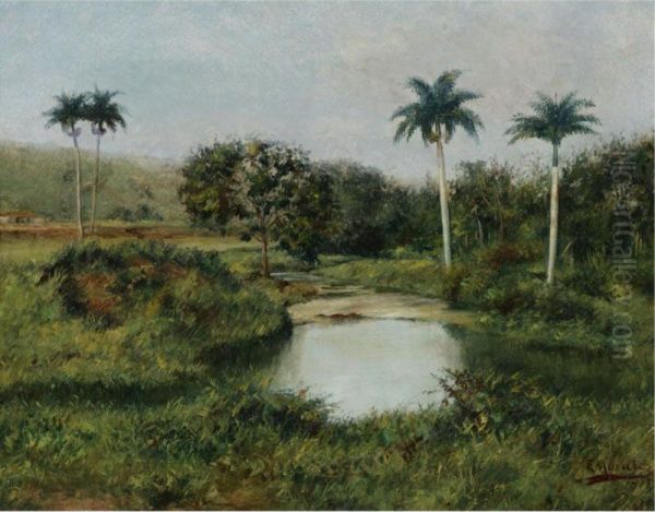 Cuban Landscape Oil Painting by Eduardo Morales