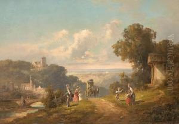 Romantische Landschaft Mit Postkutsche Oil Painting by Willy Moralt