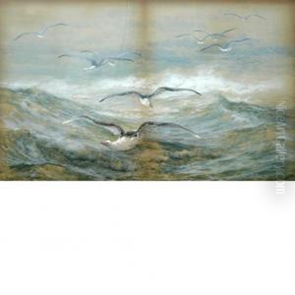 Gulls In The Surf Oil Painting by Edward Moran