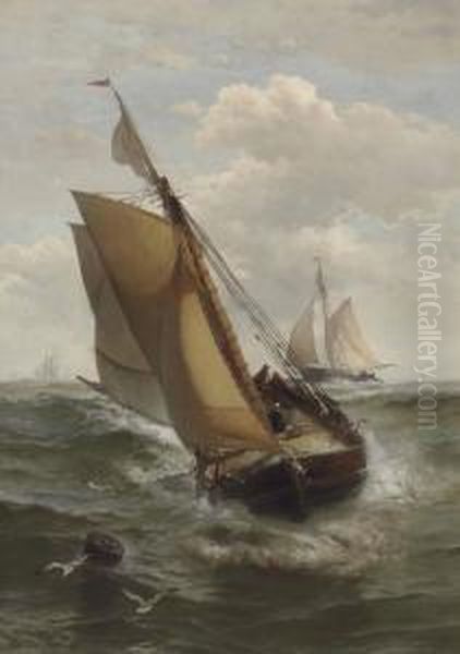 Fishing Boat In The English Channel Oil Painting by Edward Moran