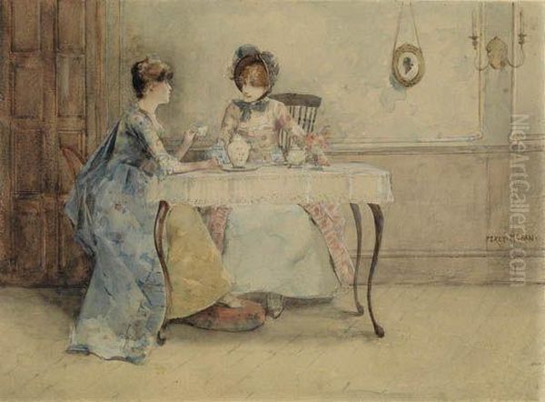 Ladies At Tea Oil Painting by Edward Percy Moran