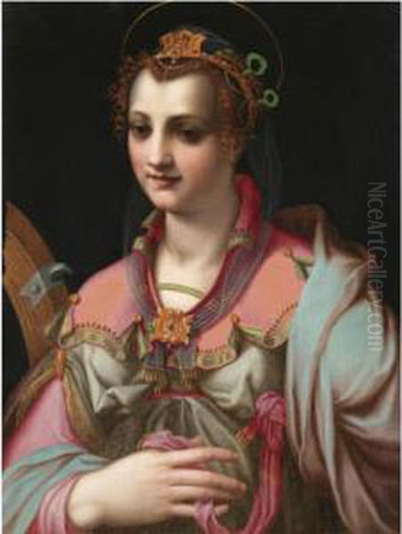 Saint Catherine Of Alexandria Oil Painting by Francesco Morandini da Poppi