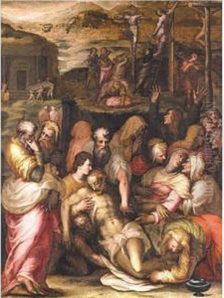 The Lamentation Over The Dead Christ Oil Painting by Francesco Morandini da Poppi