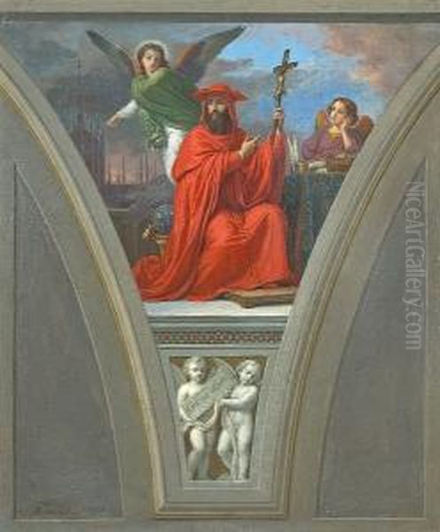 A Fresco Study Of Saint Peter Damian Oil Painting by Vincenzo Morani