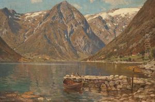 Sommerliche Fjordlandschaft Oil Painting by Walter Moras