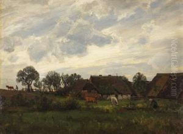 Mecklenburgische Landschaft Mit Bauerngehoft Oil Painting by Walter Moras