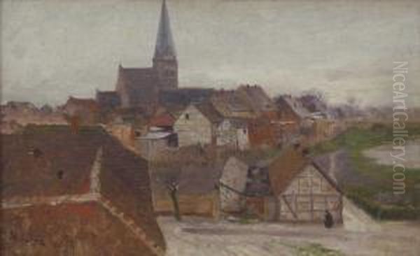 Ansicht Eines Stadtchen In Mecklenburg ? Oil Painting by Walter Moras