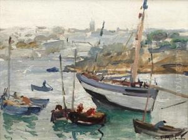 Pecheurs En Bretagne, Finistere Oil Painting by Paul Morchain