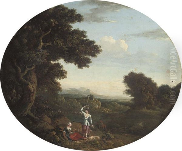 An Italianate River Landscape With Figures In The Foreground Oil Painting by Jacob More