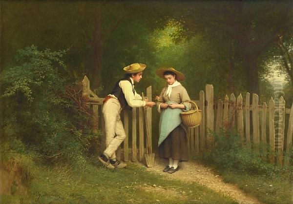 A Lover's Token Oil Painting by Charles Moreau