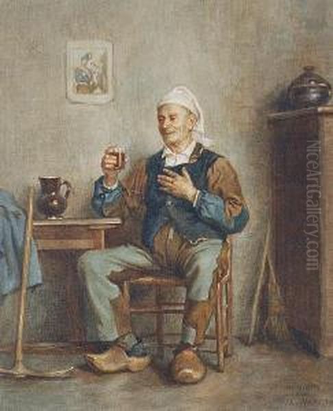 A Good Drink Oil Painting by Charles Moreau