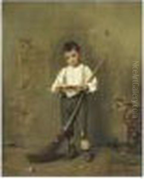 Petit Balayeur Lisant Oil Painting by E. Moreau