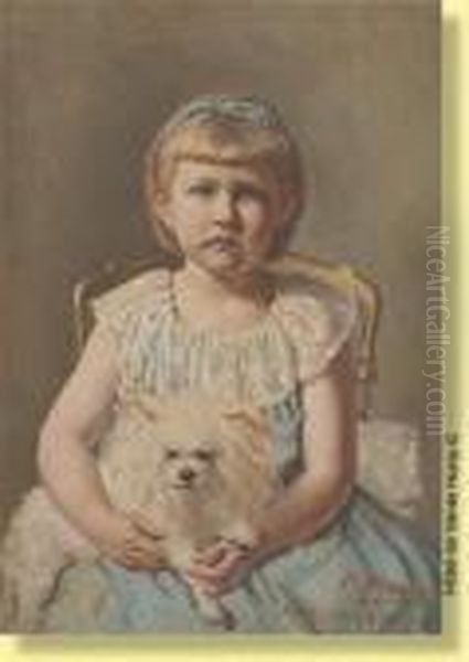 Jeune Fille Et Son Chien Oil Painting by Henri Moreau