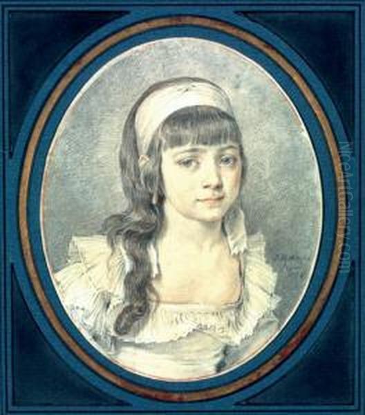 Portrait De Jeune Fille En Buste Oil Painting by Jean-Michel Moreau