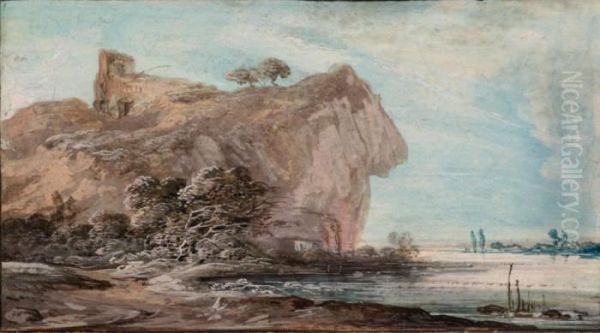 Paire De Paysage Aux Rochers Oil Painting by Louis-Gabriel Moreau the Elder