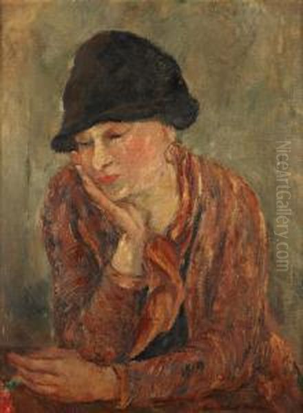 Femme A L'oeillet Oil Painting by Luc Albert Moreau