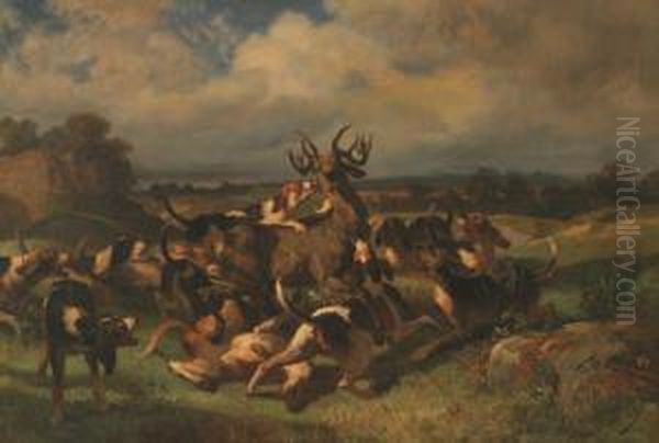 L'hallali Du Cerf Oil Painting by Nicolas Moreau