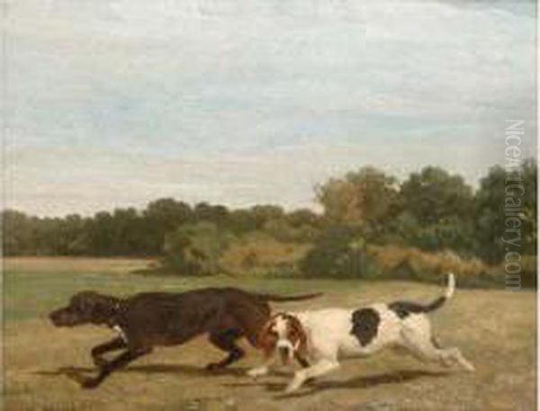 Deux Chiens Courant Oil Painting by Nicolas Moreau