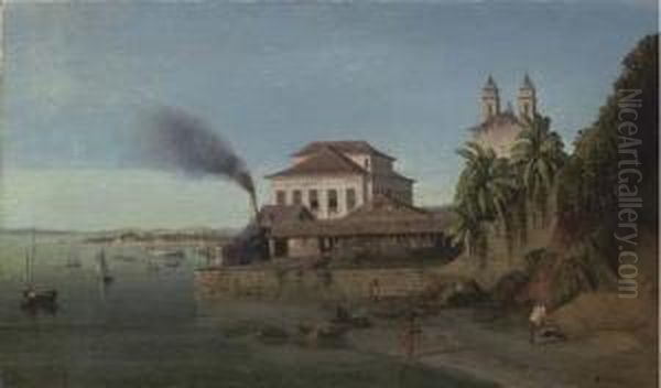 Solar Do Unhao, With The Church Of N.s Da Conceicao Da Praia, Salvador Da Bahia Oil Painting by Francois Rene Moreaux