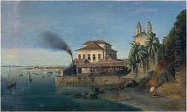 View Of Bahia, Brazil Oil Painting by Francois Rene Moreaux