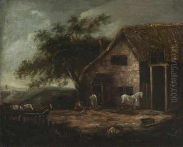 Working In The Stables Oil Painting by George Moreland