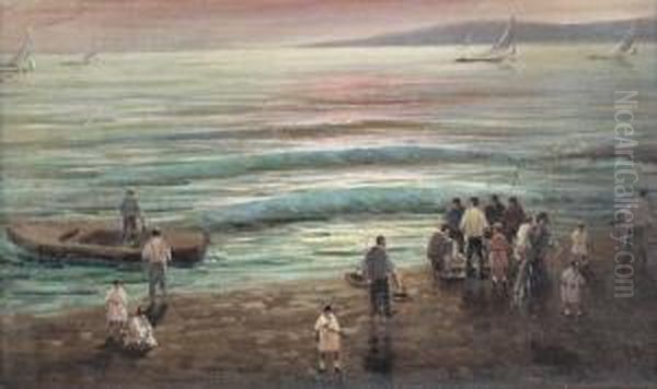 Tramonto Sulla Spiaggia Oil Painting by Federico Morello